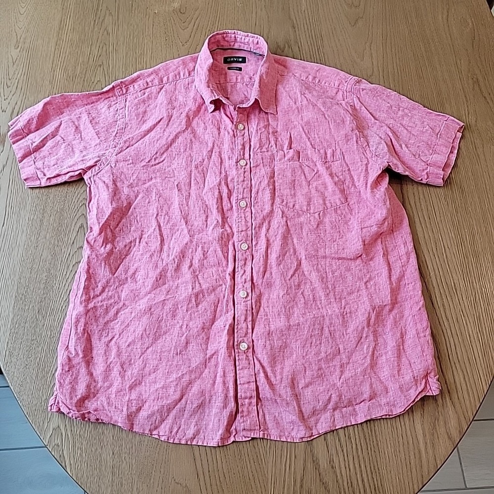 Orvis Shirt Men's 2XL Red Classic Fit Short Sleeve Button Down‎ Casual Dadcore
